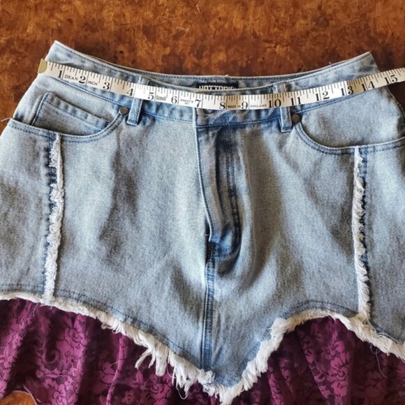 Hot Topic Red and Purple Skirt with Distressed Hem - Picture 8 of 10